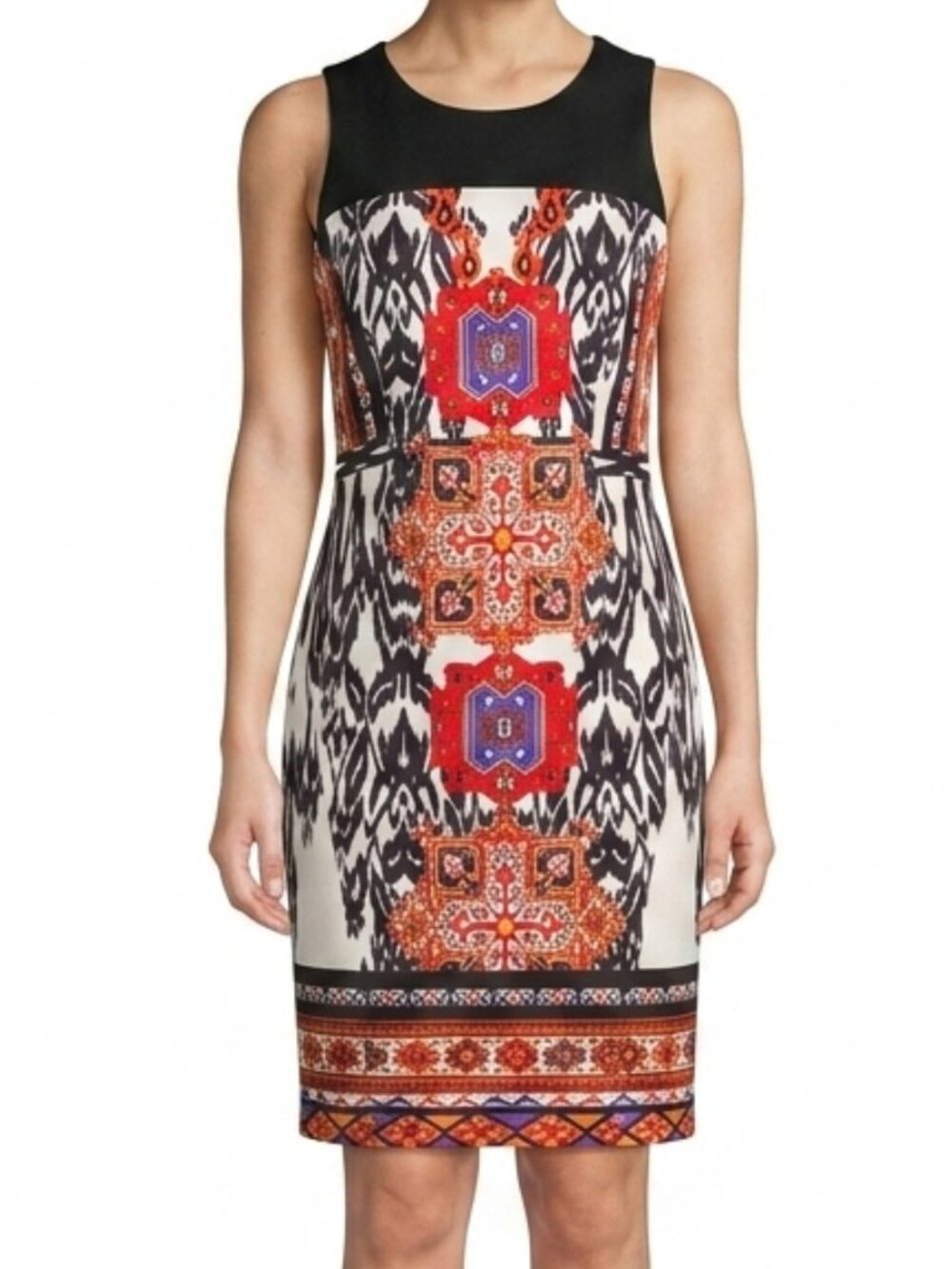 Single Girl Graphic Print Crew Neck Sheath Dress- Sz. XS
